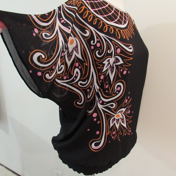 Bob Mackie Wearable Art Lined Abstract Floral Blouse Small - Picture 2 of 16